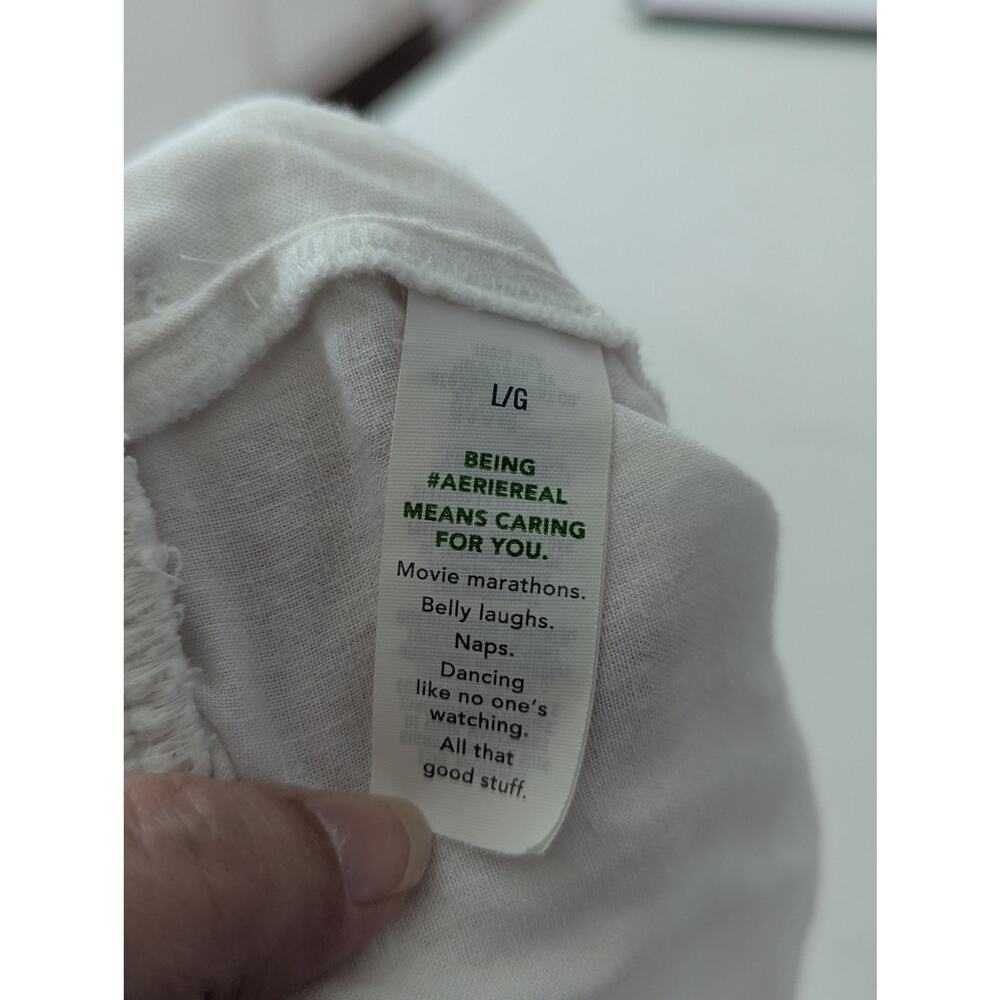 Aerie Linen Blend Wide Leg Pants L White Smocked Waist Beach Resort - Picture 6 of 9